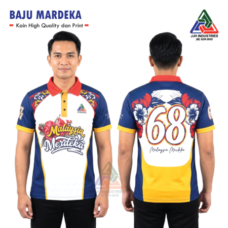 MERDEKA KE 68th !!! BAJU T-shirt COLLAR MICROFIBRE DESIGN BATIK 2025