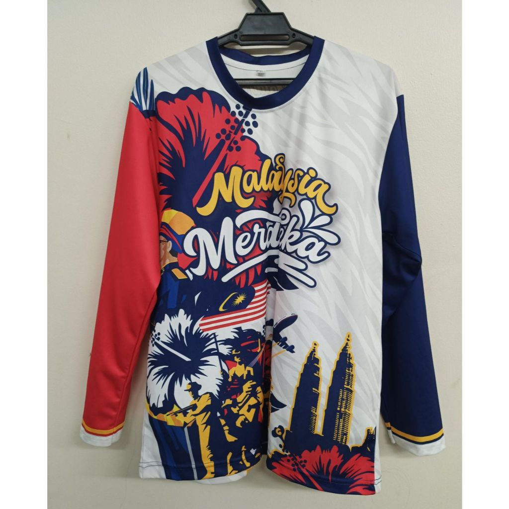 BAJU T-SHIRT LONG SLEEVE MERDEKA KE 68th !!! Patriotic design roundneck 2025 baru !!! - Image 3